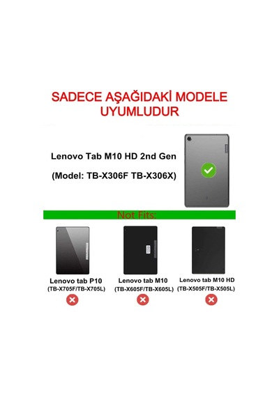 Lenovo Tab M10 Tb-x306f Za6w0026tr Uyumlu 360 Dönerli Tablet Kılıfı 3lü Set Arka Kapak