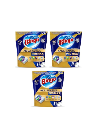 Bingo Akıllı Kapsül Pro Max Bulaşık Makinesi Deterjanı 3 x 40 Tablet Bingo Akıllı Kapsül Pro Max Bulaşık Makinesi Deterjanı 3 x 40 Tablet