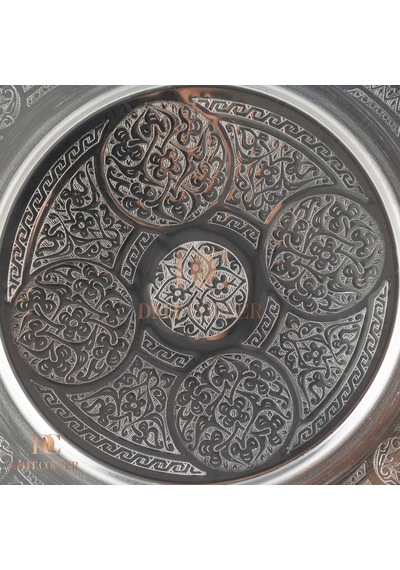 18 Cm 430 Kalite Krom Çelik Yuvarlak Servis Tabağı - Salata Meze Köfte İçin Şık Sunum Tabağı - Kararmaz Fırına Dayanıklı El İmalatı Gaziantep Gri