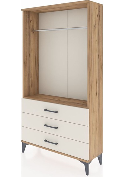 Arges Dolap Tek Raflı 3 Çekmeceli Tek Askılı 88x30x163 Çam-aytaşı Atlas Çam
