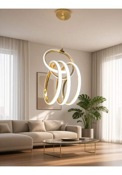 İmza Büyük Modern Ledli Avize 3 Renk Power Ledli Gold Kaplama Kumandalı Çoçuk Odası Yatak Odası Mutfak