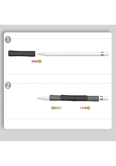 Apple Pencil 1-2 Nesil Pro Usb-c Uyumlu Soft Yumuşak Silikon Kalem Tutucu Ve 8'li Kalem Ucu Koruyucu Siyah