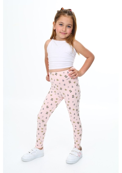 Toontoy Kids Toontoy Kız Çocuk Baskılı Tayt Pudra
