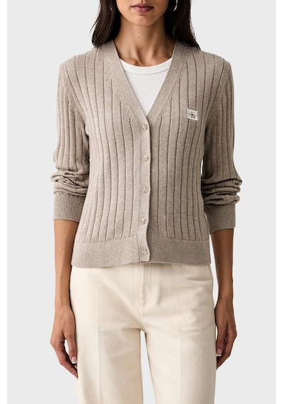 Calvin Klein % 100 Pamuk V Yaka Düğmeli Kazak Lv047h305g2jx Kadın Kazak Lv047h305g 2jx Bej