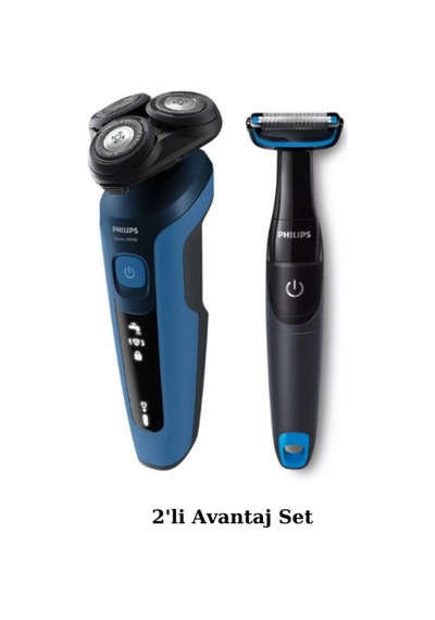 Philips S5444/03 Islak - Kuru Sinek Kaydı Tıraş Makinesi + BG1024 Banyo Vücut Hassas Bölge Bakım Tıraş Makinesi 2'li Set