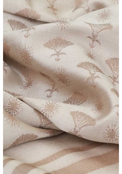 Imannoor Karanfil Monogram Bej İpek Şal 68x200 Beige