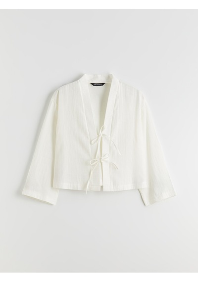Lcw Modest Ekru V Yaka Oversize Müslin Kadın Kimono
