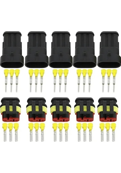 Buhara Elektronik 5 Adet 3 Pin Üçlü Süper Seal Konnektör Su Geçirmez Soket