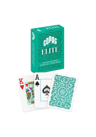 Copag Elite%100 Plastik Oyun Kartları, Poker Boyu Jumbo Endeks Tek Deste, Yeşil