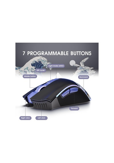 Xvx Kablolu Oyun Faresi Yüksek Hassasiyetli Ayarlanabilir 12000 Dpı, 7 Programlanabilir Düğme, Windows/pc/mac/dizüst Diğer