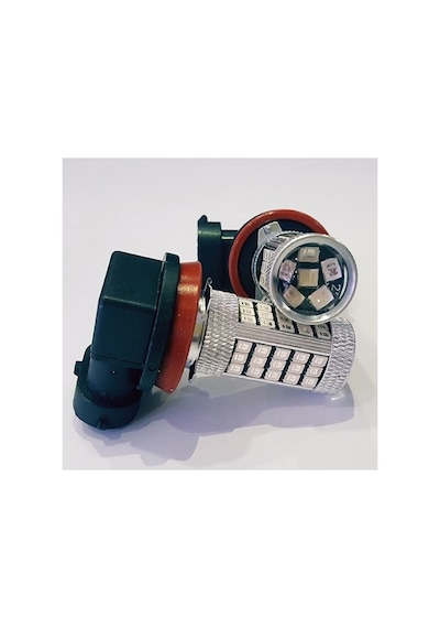 Femex Sis Led Ampul H8/11 2835 Chip 9w Led Ampul 66smd Ultra Parlak Mercekli Mavi