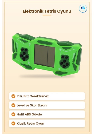 Elektronik Oyun Tetris Pilli Level Skor Ekranlı Taşınabilir Çocuk