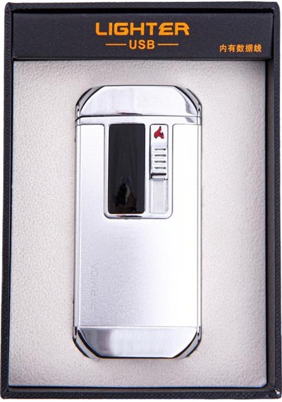 Gümüş Multifonksiyonel Çakmak Tek Torch Pürmüz Puro Çakmağı, Elektrikli Çakmak, Powerbank, El Feneri - Tr4682