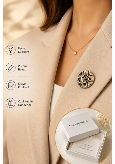 Ay Yıldız Gold Renk Rozet Unisex Yaka Aksesuarı Gri