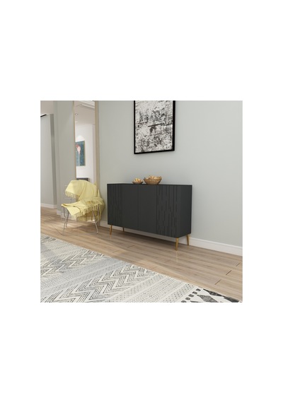 Alben 120 Cm Konsol, Tv Ünitesi, Çok Amaçlı Dolap Antrasit-altın Antrasit-altın Alben 120 Cm Konsol, Tv Ünitesi, Çok Amaçlı Dolap Antrasit-altın Antrasit-altın