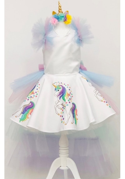 Unicorn Baskılı My Little Pony Kız Çocuk Doğum Günü Elbise&Kostüm Unicorn Baskılı My Little Pony Kız Çocuk Doğum Günü Elbise&Kostüm