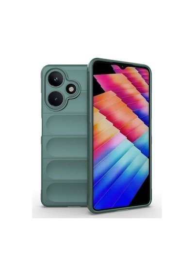 Rba Aksesuar İnfinix Hot 30 Kılıf Esnek Tpu Oyuklu Arka Yüzey Tasarımlı Rba Etnik Silikon Kapak - Koyu Yeşil Yeşil
