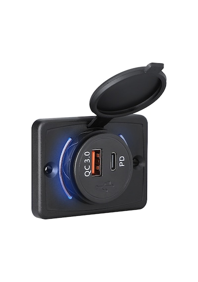 Goboenergy Bspu 48w Çift Portlu Hızlı Araç Şarj Soketi - 30w Pd Type-c & 18w Qc 3.0 Usb - 12v/24v Tekne Karavan Otomobil Uyumlu
