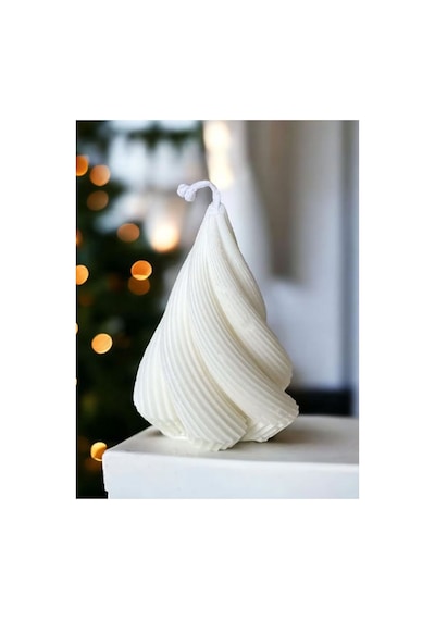 Dekoratif Sarmal %100 Doğal Soya Wax Vanilya Kokulu Mum / Beyaz 115mm X 75mm Beyaz