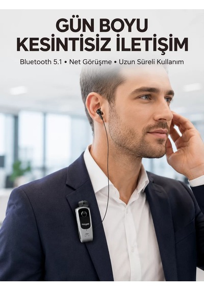 Northcity Çift Telefon Bağlantılı Klipsli Ellersiz Bluetooth Kulaklık - 160 Saat Pil Süresi