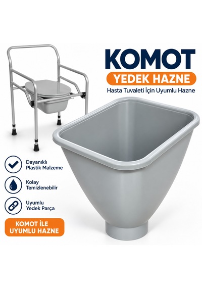 Komot Yedek Hazne Hasta Tuvaleti Uyumlu Plastik Lazımlık Haznesi 24,5 X 33 Cm 1 Numara