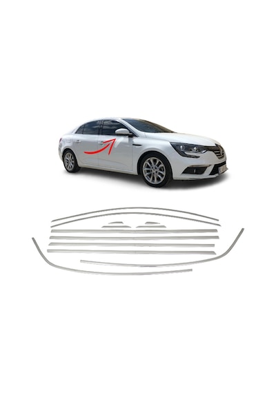 S-Dizayn  Renault Megane 4 Sd Krom Cam Çerçevesi 12 Prç 2016 ve Üzeri