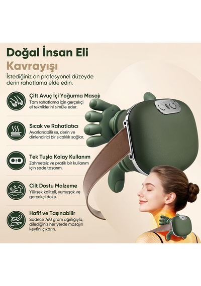 4d Kablosuz Isıtmalı Boyun Masaj Cihazı 3 Seviyeli 2000mah Le-nm26