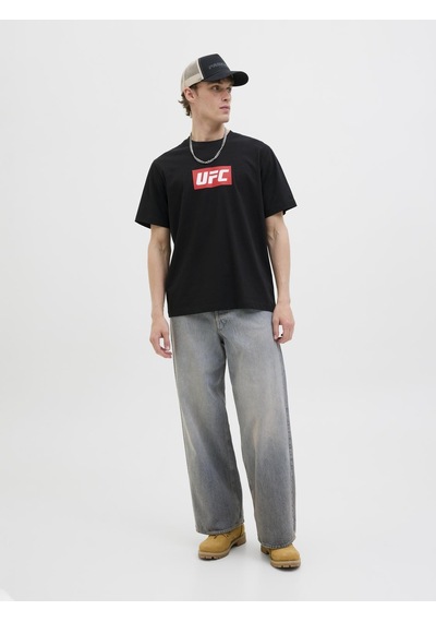 Jack & Jones Erkek Ufc Lisansli Gögüs Baskili Tisört - Ufc - 12290261 Siyah