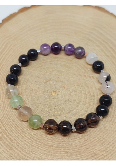 Doğal Taş Nazar Ve Kötü Enerjiden Korunma Bilekliği 8mm Unisex 55768 Çok Renkli