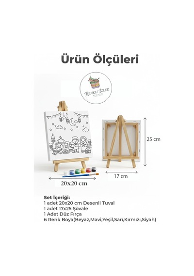 Çocuk Tuval Boyama Seti Minik Eller Duada Şövale Dahil