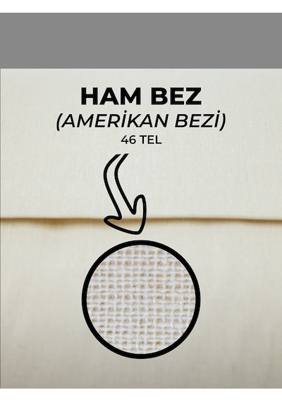 %100 Pamuk 46 Tel Amerikan Bezi Ham Bez Punch Kumaş - Krem 1500x220 CM