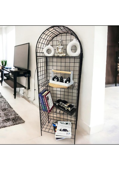 Modern Dekoratif Tel Metal Kitaplık & Çiçeklik Raf - Siyah Diğer