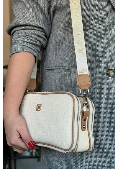 Just Polo Kadın Günlük Kullanıma Uygun Şık Omuz Çantası Ve Cüzdanı Kombin Shopper Krem
