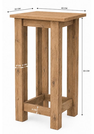 Gora Tabure - 40cm - Bar Sandalyesi - Bar Taburesi Atlantik Çam