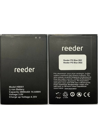 Reeder P13 Blue 2022 - 2021 Batarya 3800mah (Soketi Sağdan)