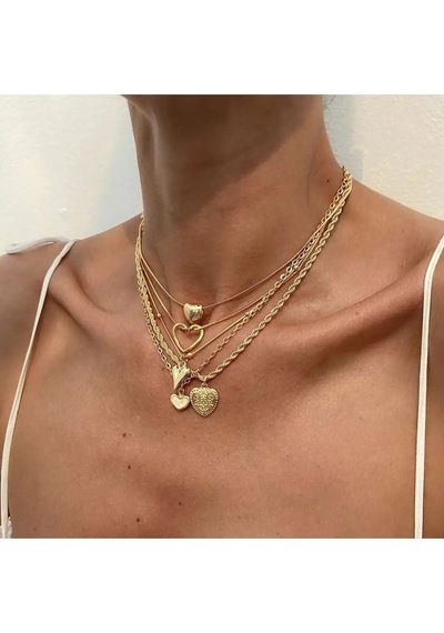 Girift Vintage Yasna 5'li Gold Kalpli Zincir Kolye Seti Gold