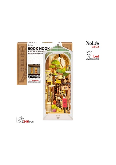 Rolife Tgb02 Sunshine Town Kasaba Kitap Köşesi Book Nook Dıy Minyatür Maket Model Seti Mini Dollhouse 3d Model Kit Detaylı Dekoratif Hobi Set 3d Puzzle Tiny House