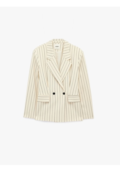 Koton Uzun Kollu Cep Detaylı Düğmeli Çizgili Kruvaze Yaka Blazer Ceket Bej Çizgili 6sak50126uw Ekru Çizgili Koton Uzun Kollu Cep Detaylı Düğmeli Çizgili Kruvaze Yaka Blazer Ceket Bej Çizgili 6sak50126uw Ekru Çizgili