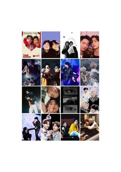 Kpop - Bts - Taekook Tasarımlı Desenli 16' L Fotokart Seti
