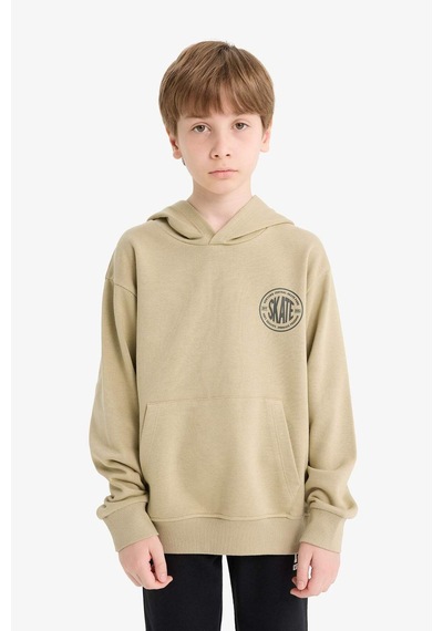 Defacto Erkek Çocuk Kapüşonlu Baskılı Okul Sweatshirt E9572a825aukh445 Haki