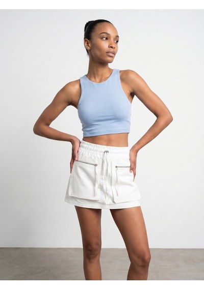 Dilvin 32941 Halter Yaka Crop Top-açık Mavi
