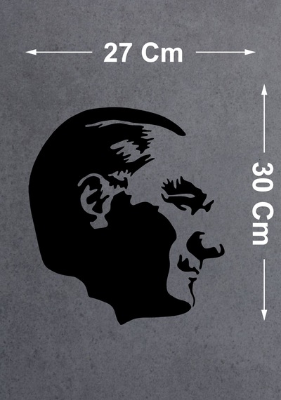 Sticker Dizayn Atatürk Silüet Sticker - Araba Oto Motosiklet Karavan Cam Sticker - 00392 30x27 Cm