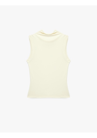 Koton Modal Kumaş Slim Fit Kolsuz Dik Yaka Body Ekru 7wak10019ek