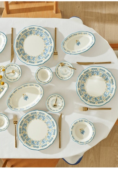 Bella Maison Liana Stoneware 52 Parça 12 Kişilik Kahvaltı Takımı Mavi Mavi