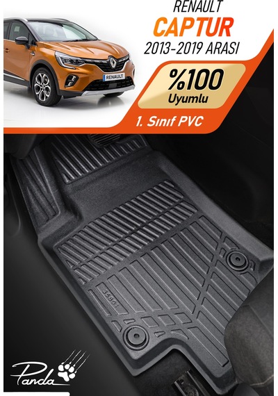 Siyah Renault Captur 2013-2019 Arası Uyumlu 4d Havuzlu Paspas Takımı