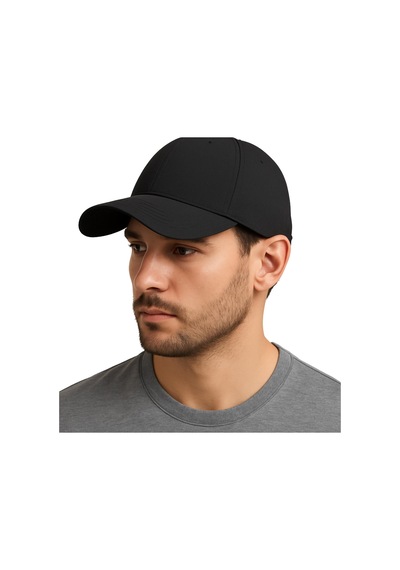 Perlotus Unisex Spor Kep Şapka Mikro Polyester Kumaş 6 Parça Ayarlanabilir Metal Tokalı Siyah