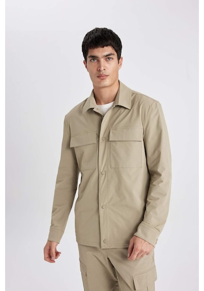 DeFacto Regular Fit Polo Yaka Çıtçıt Kapamalı Cepli Teknik Gömlek Ceket B7396AX24SPBG769