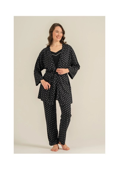 Angbutik Pierre Cardin 9291-s Kadın 3'lü Pijama Takımı Siyah