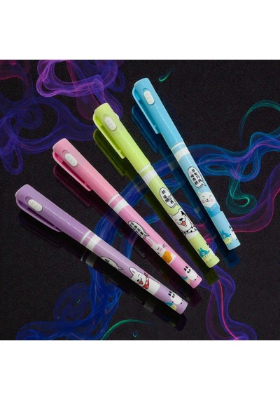 Vıp 6 Pcs Invisible Ink Pens Uv Led Light 6 Adet Mor Işıklı Görünmez Kalem Figürlü Işıklı Kalem Renkli