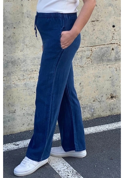Mia Butik Kadın Lacivert Keten Pantolon Lacivert